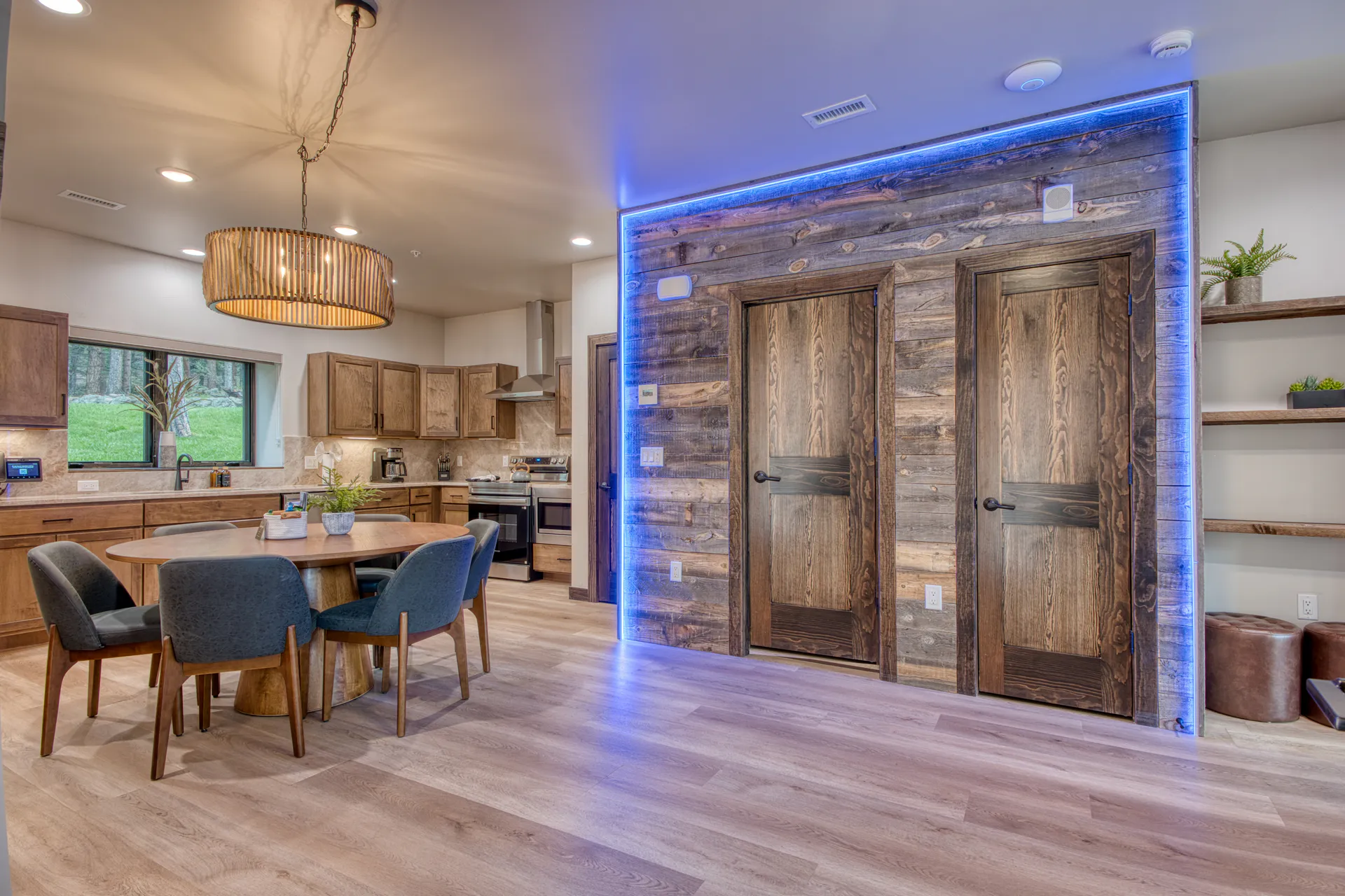 DreamView Hillside dining table and kitchen